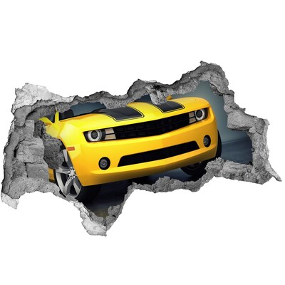 Diera 3D fototapeta nálepka Zničený múr so žltým autom