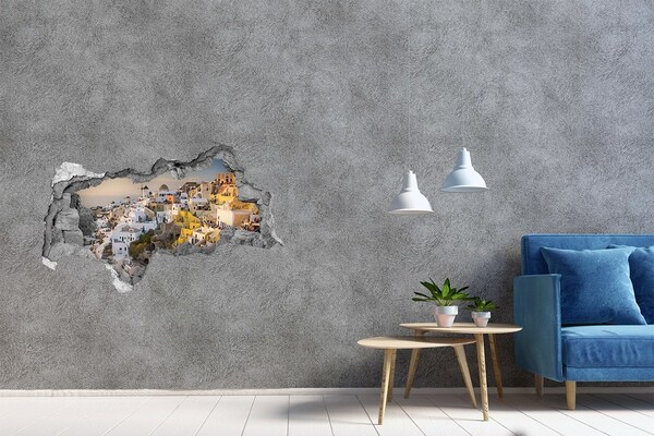 Foto fotografie diera na stenu Santorini v Grécku