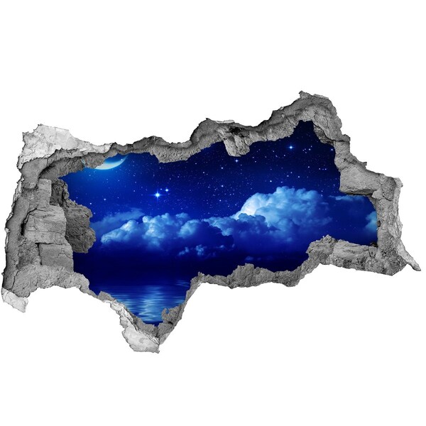 Nálepka 3D diera na stenu Nočná obloha nad oceánom