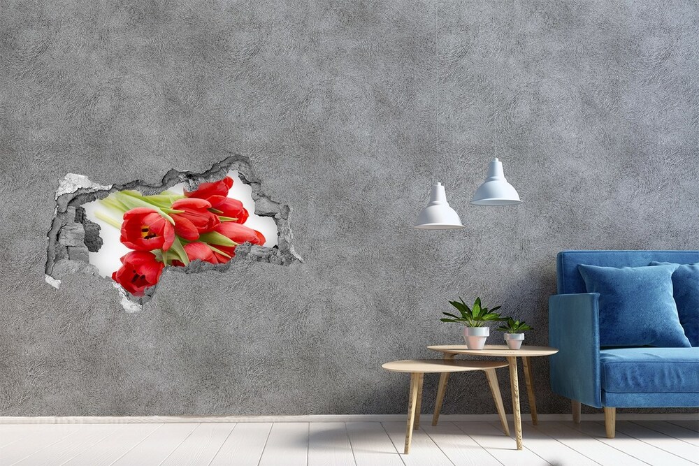 Samolepiaca diera na stenu Červené tulipány