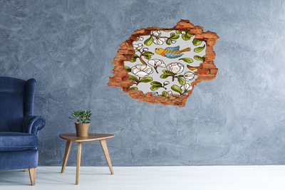 Foto fotografie diera na stenu Kvetinový raj s vtákom