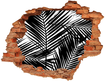 Fototapeta diera na stenu 3D Tropické listy v diere v stene