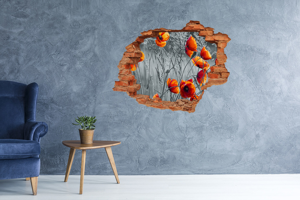 Samolepiaca diera múr 3D Kvety maku