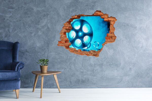 Nálepka 3D diera na stenu Kino v akcii