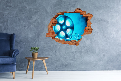 Nálepka 3D diera na stenu Kino v akcii