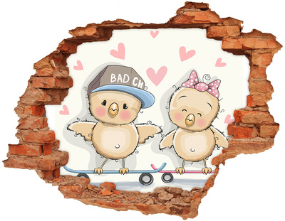 Fototapeta diera na stenu Roztomilé vtáčiky na skateboarde