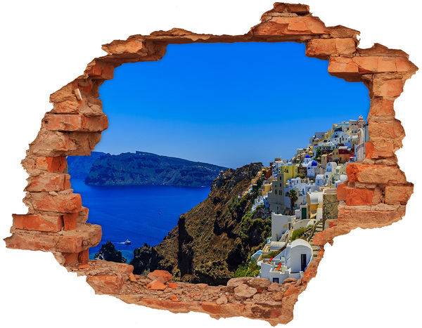 Nálepka 3D diera na stenu Santorini na slnku