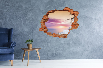 Nálepka 3D diera na stenu Výhľad na grécky ostrov