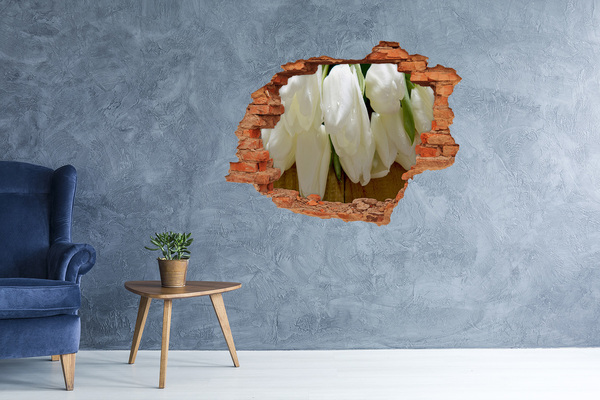 Nálepka fototapeta 3D výhľad Biele tulipány