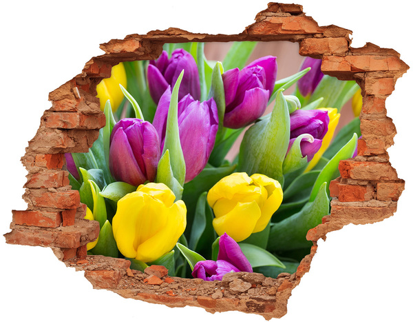 Fototapeta diera na stenu 3D Farebné tulipány