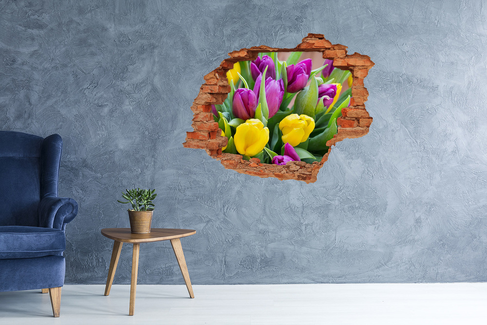 Fototapeta diera na stenu 3D Farebné tulipány