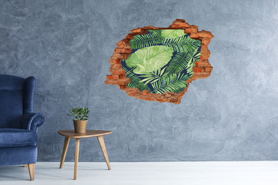 Nálepka 3D diera betón Tropické listy