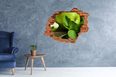 Nálepka 3D diera na stenu Zelená jablká