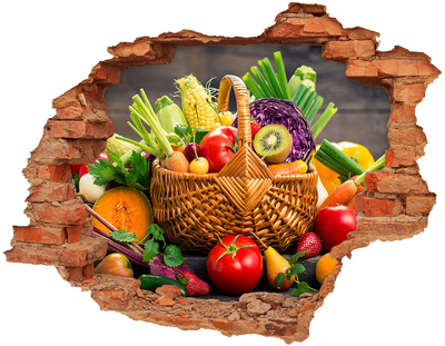 Samolepiaca diera na stenu nálepka Košík ovocie zelenina