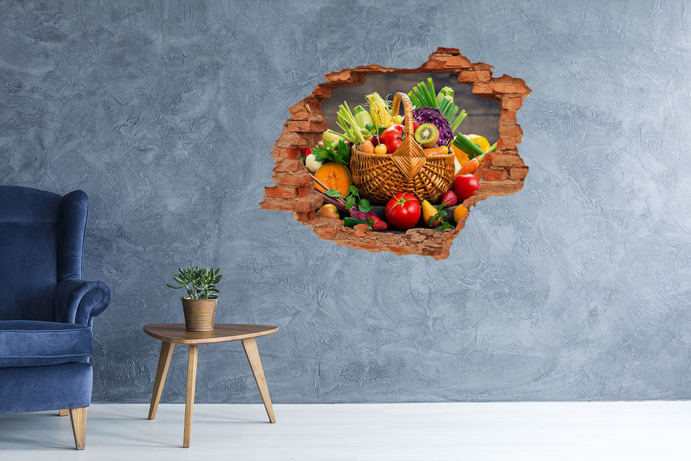 Samolepiaca diera na stenu nálepka Košík ovocie zelenina