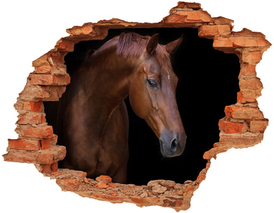 Diera 3D v stene nálepka Hnedý kôň