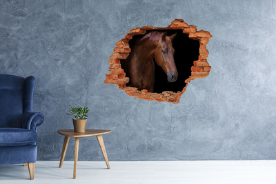 Diera 3D v stene nálepka Hnedý kôň