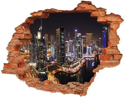 Diera 3D fototapeta nálepka Nočná panoráma Dubaja