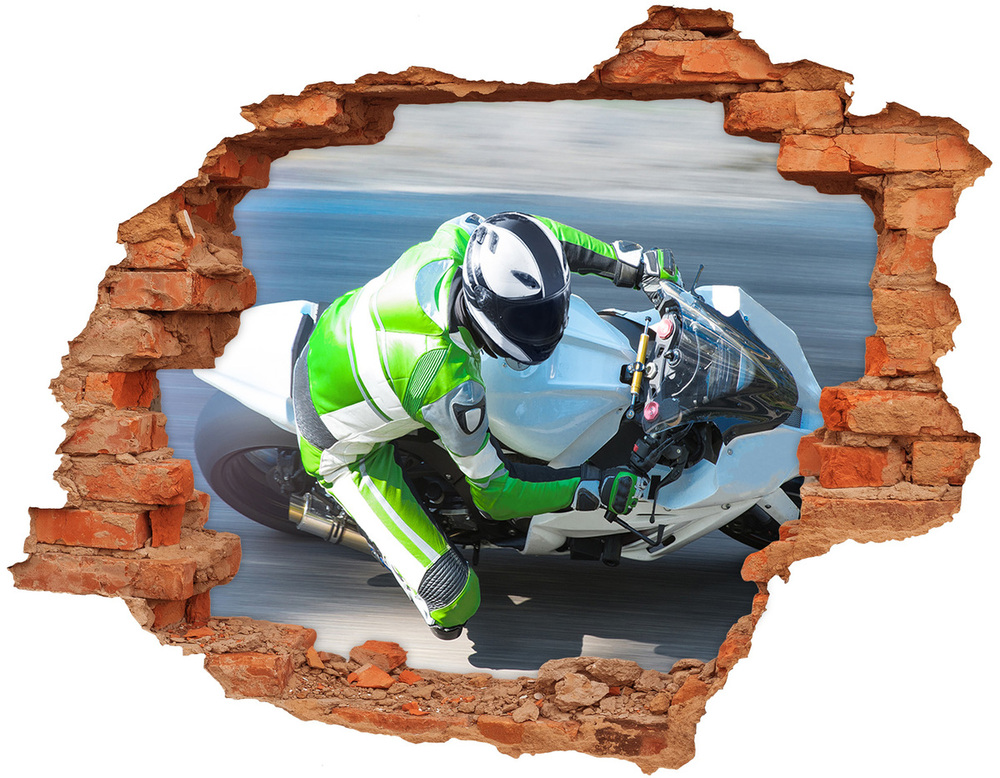 Nálepka 3D diera betón Motocyklový závod
