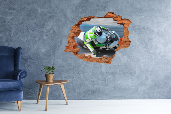 Nálepka 3D diera betón Motocyklový závod