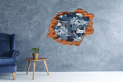 Diera 3D v stene nálepka Tropický raj s plameniakmi