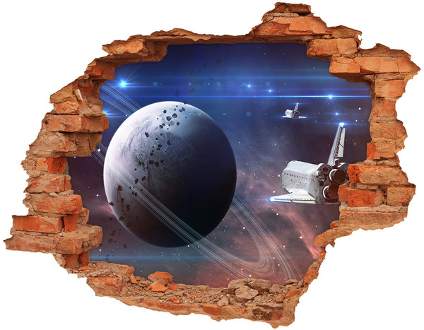 Fototapeta diera na stenu Vesmírna cesta cez dieru v stene