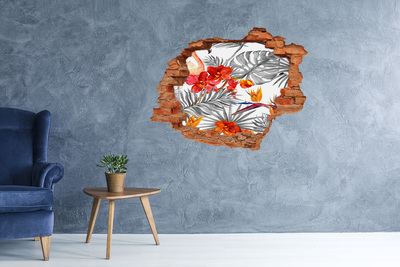 Nálepka 3D diera na stenu betón Tropický raj za múrom