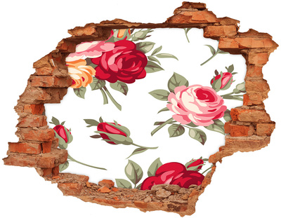 Nálepka 3D diera na stenu Ruže