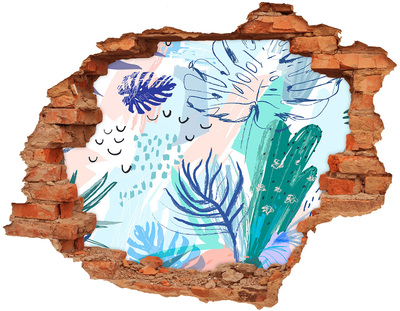 Nálepka 3D diera betón Tropický raj za múrom