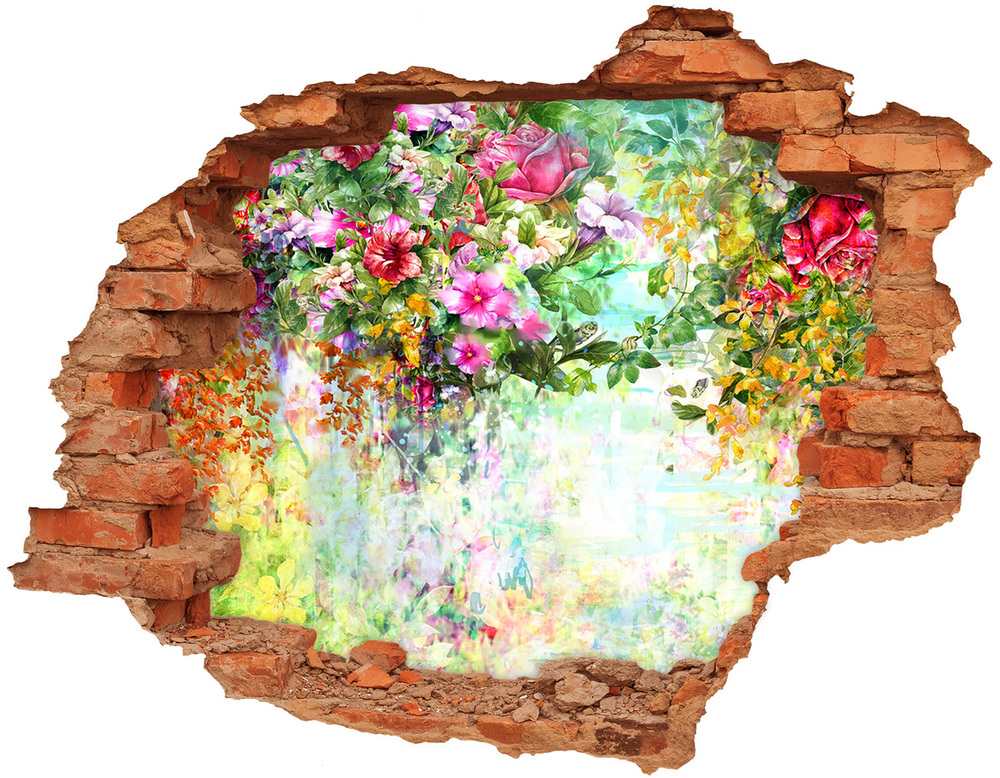 15D diera na stenu Multi-farebné kvety