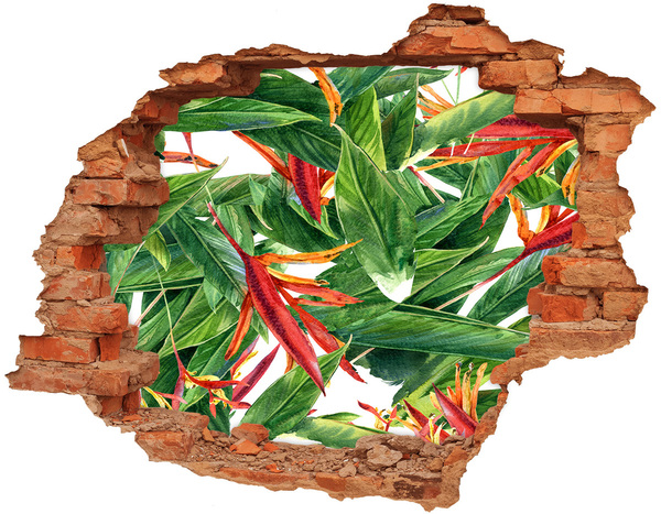 Fototapeta diera na stenu 3D Tropický raj za múrom