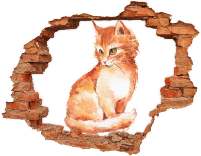 Diera 3D v stene na stenu Red cat