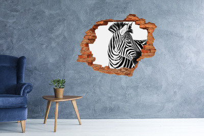 Fototapeta diera na stenu 3D Zebra v diere v stene