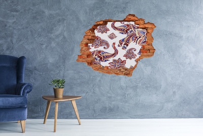 Diera 3D v stene nálepka Farebné vzory v diere v stene