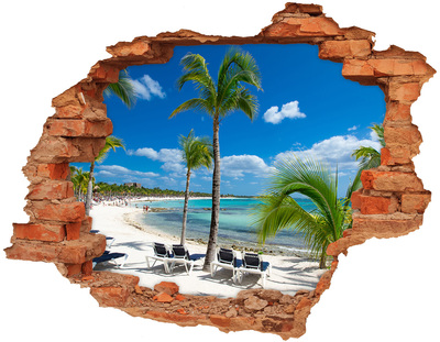 Fotoobraz diera na stenu Maledivy pláž