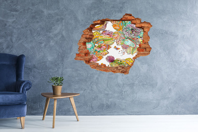 Diera 3D v stene nálepka Kvetinový raj za múrmi