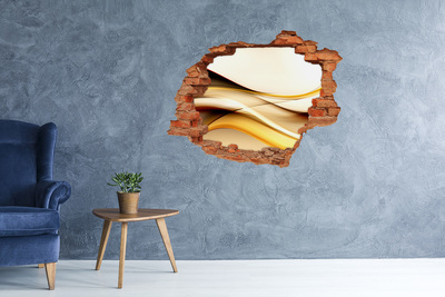 Fototapeta diera na stenu 3D Zlaté vlny v diere v stene