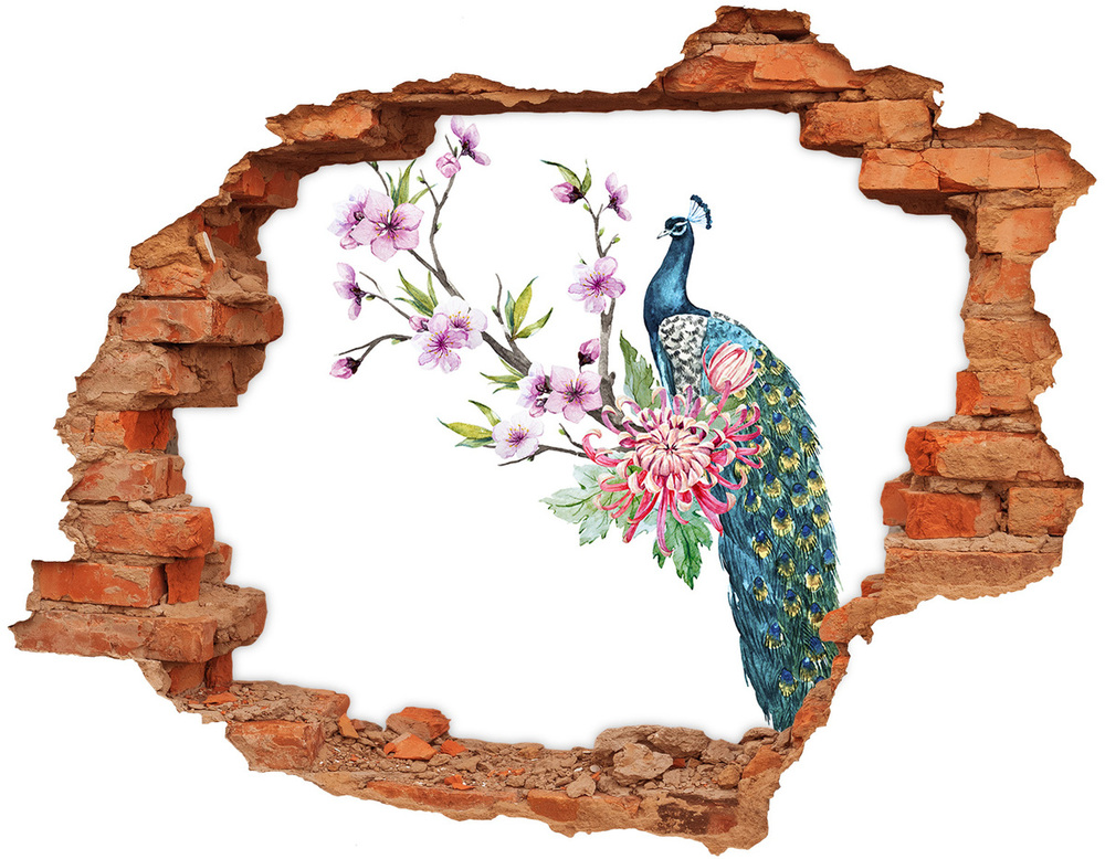 Fototapeta diera na stenu Peacock a kvety