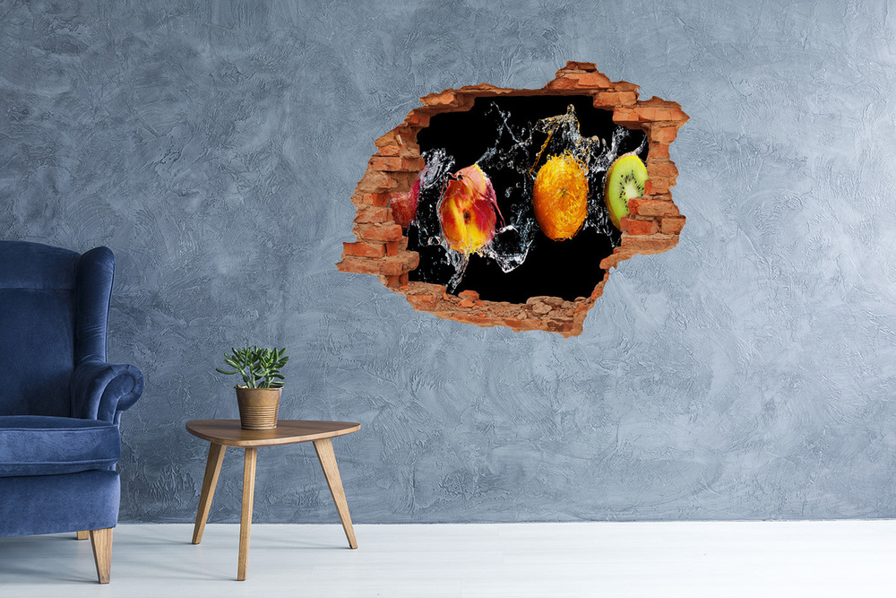 Nálepka 3D diera na stenu samolepiaca Ovocie a vody