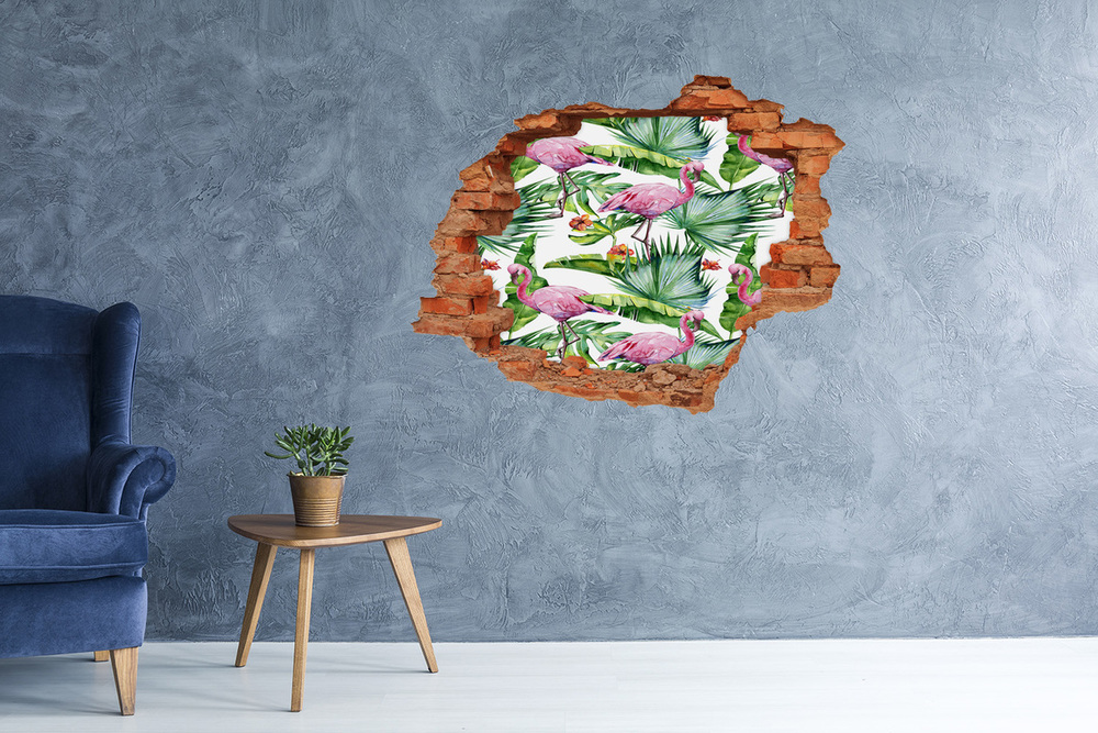 Diera 3D v stene na stenu Plameniaky rastliny