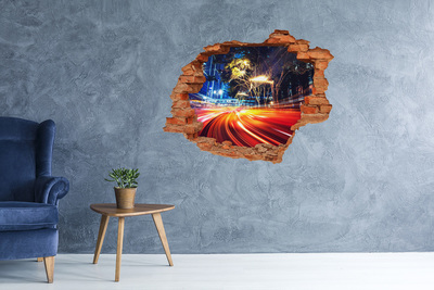 Foto fotografie diera na stenu Mesto v pohybe v noci