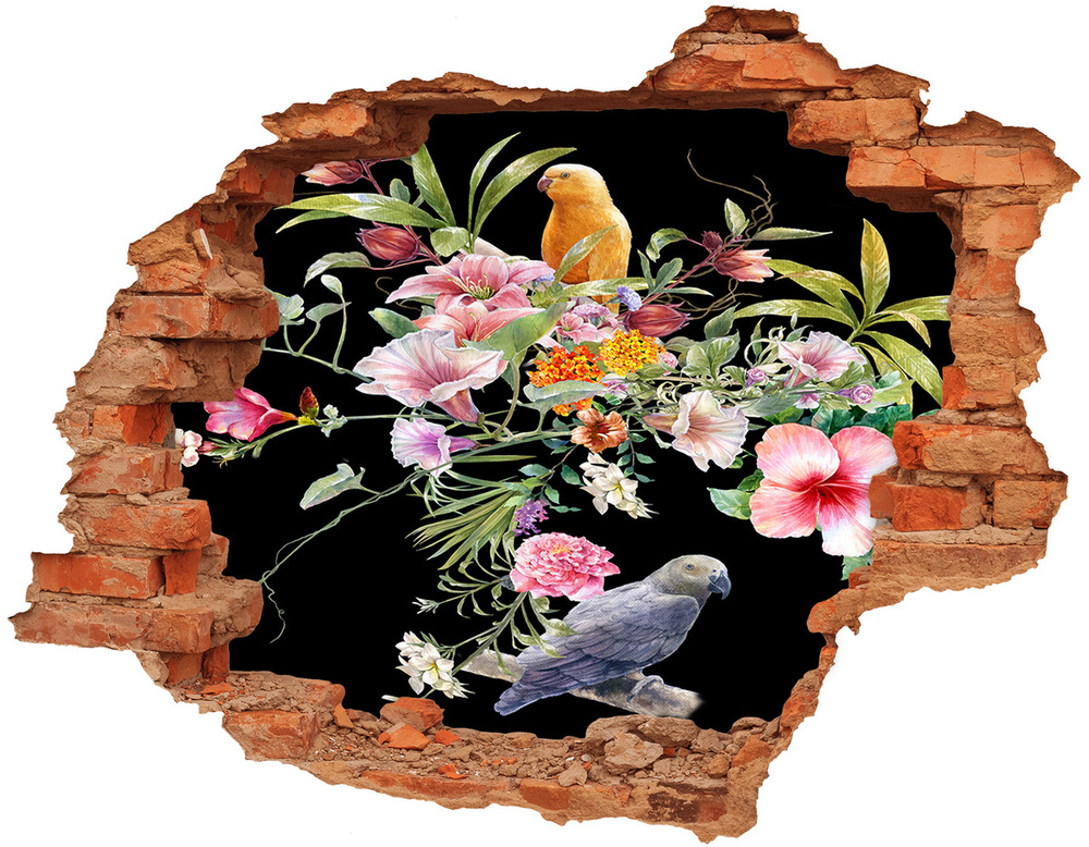 Fototapeta diera na stenu Kvetín a vtákov
