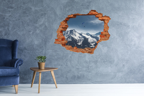 Fototapeta diera na stenu 3D Paragliding alps