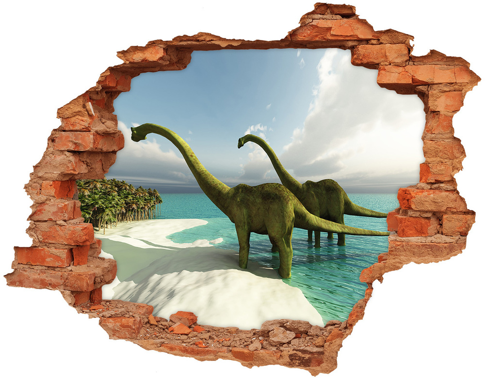 Nálepka 3D diera na stenu Dinosaury na pláži
