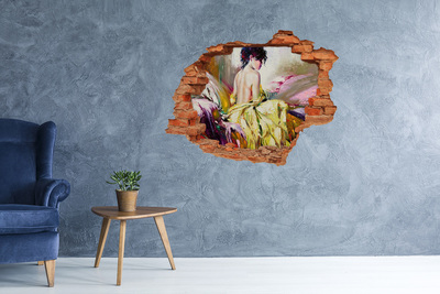 Diera 3D fototapeta na stenu Žena v žltých šatách