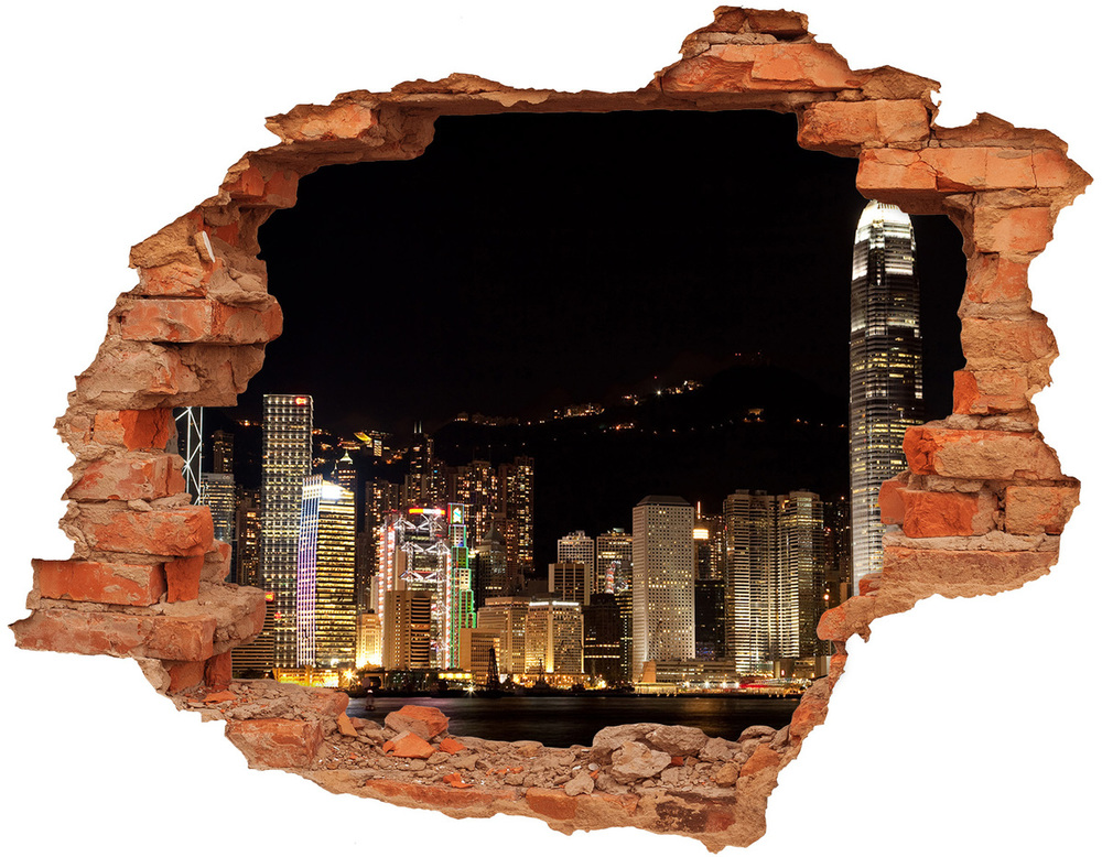Fototapeta diera na stenu Hong kong v noci