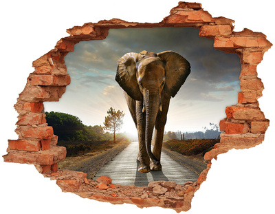 Nálepka 3D diera samolepiaca Walking slon