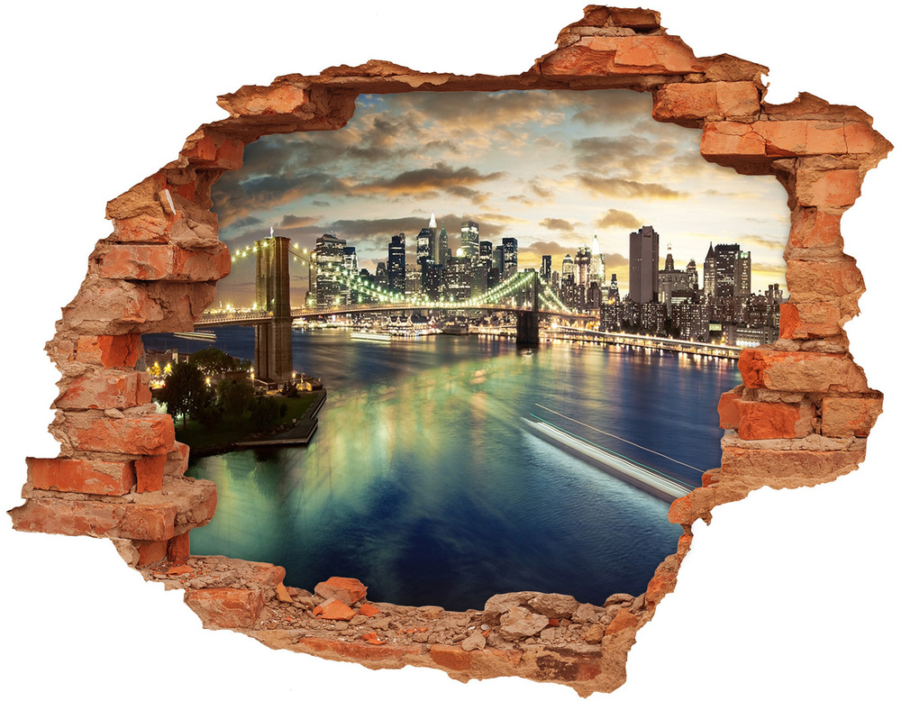 Nálepka 3D diera na stenu Manhattan new york city