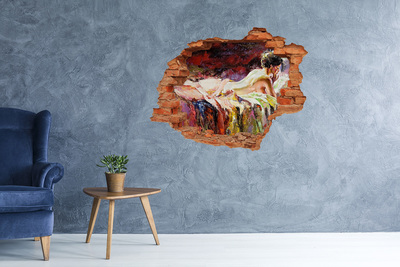 Diera 3D v stene nálepka Malebná horská krajina