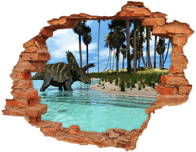 Diera 3D v stene nálepka Dinosaury